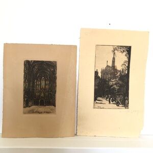 Vintage Saint Chapelle Cathedral Artwork Prints signed Emile Leroi Leroy